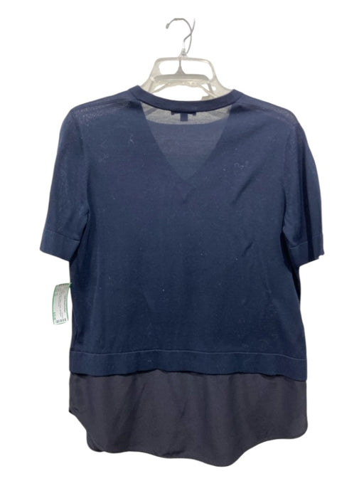 COS Size XS Navy Blue Cotton V Neck Half Sleeve Fabric Block Top Navy Blue / XS