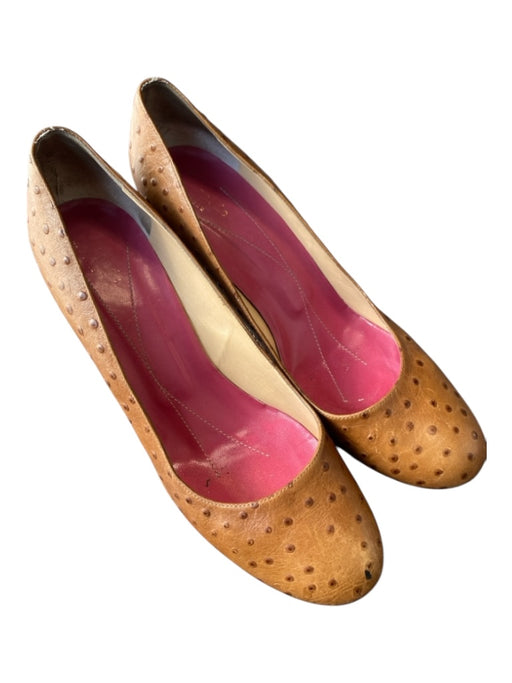 Kate Spade New York Shoe Size 9.5 Tan Leather Almond Toe Textured Dotted Shoes Tan / 9.5