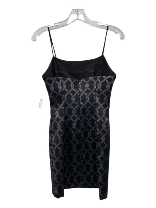 Milly Size 2 Black & Silver Polyester & Nylon Spaghetti Strap Back Zip Dress Black & Silver / 2