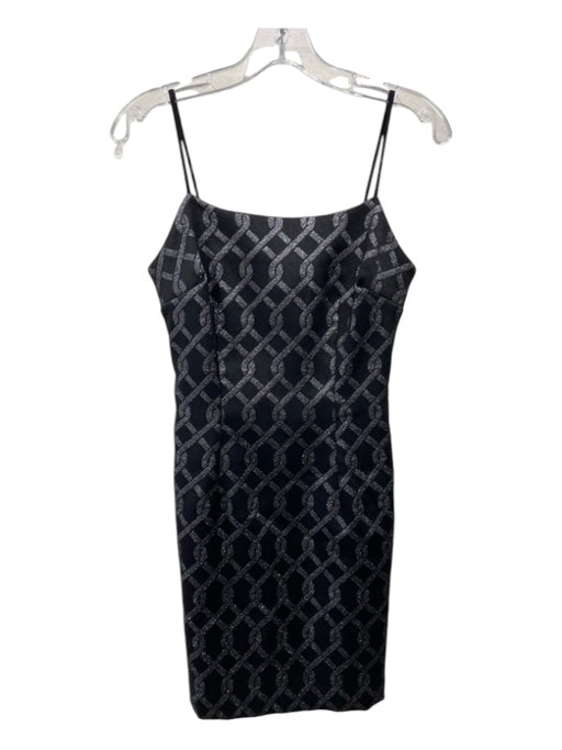 Milly Size 2 Black & Silver Polyester & Nylon Spaghetti Strap Back Zip Dress Black & Silver / 2