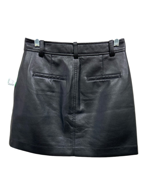 Babaton Size 2 Black PU leather Mini hook & zip Skirt Black / 2