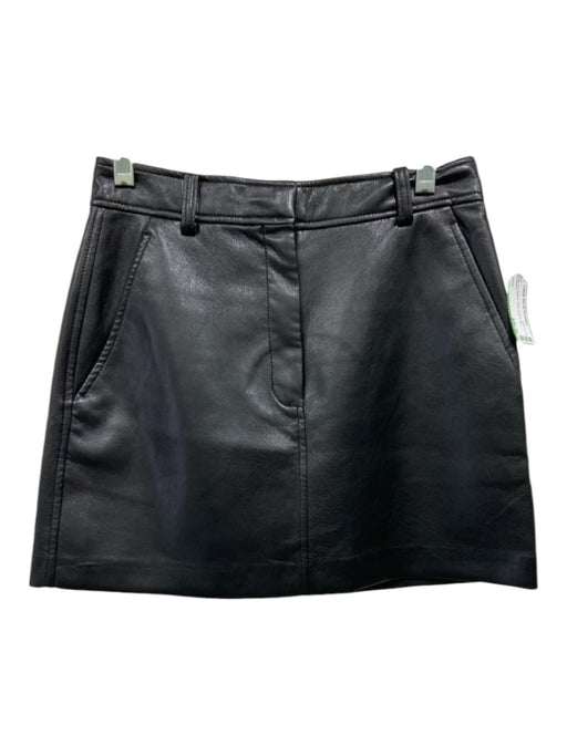 Babaton Size 2 Black PU leather Mini hook & zip Skirt Black / 2