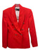 Zara Size XS Red Orange Acetate Double Breast Shoulder Pads Blazer Jacket Red Orange / XS