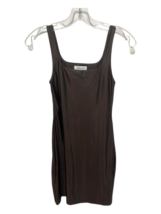 Babaton Size XXS Brown Nylon Shimmer Body Con Mini Sleeveless Dress Brown / XXS