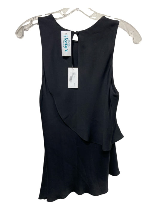 Milly Size 4 Black Silk Back Keyhole Round Neck Draped Sleeveless Top Black / 4