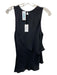 Milly Size 4 Black Silk Back Keyhole Round Neck Draped Sleeveless Top Black / 4