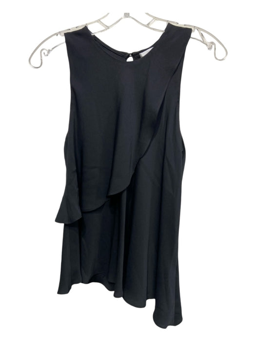 Milly Size 4 Black Silk Back Keyhole Round Neck Draped Sleeveless Top Black / 4