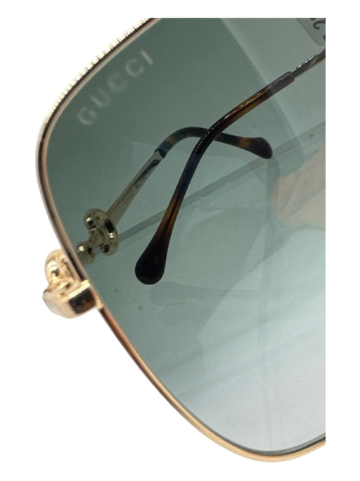 Gucci Gold & Brown Metal Horsebit Gradient Square Neck Sunglasses Gold & Brown