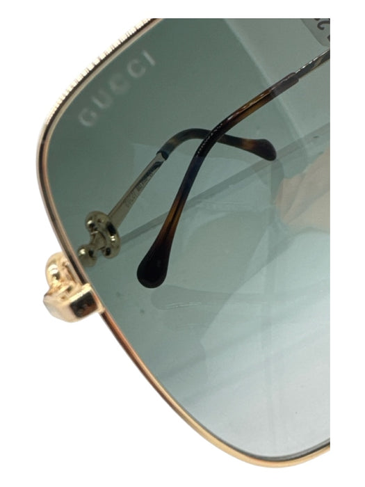 Gucci Gold & Brown Metal Horsebit Gradient Square Neck Sunglasses Gold & Brown