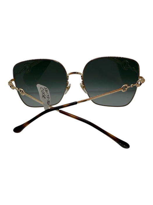 Gucci Gold & Brown Metal Horsebit Gradient Square Neck Sunglasses Gold & Brown