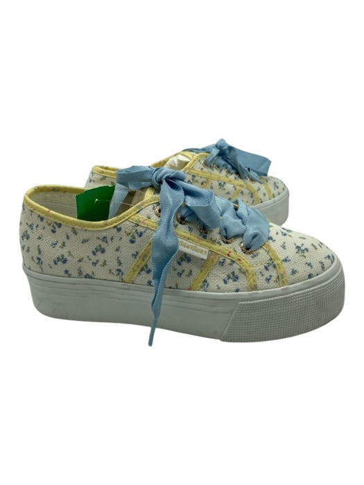 Superga Shoe Size 38 White, Yellow & Blue Canvas Platform Floral Laces Sneakers White, Yellow & Blue / 38