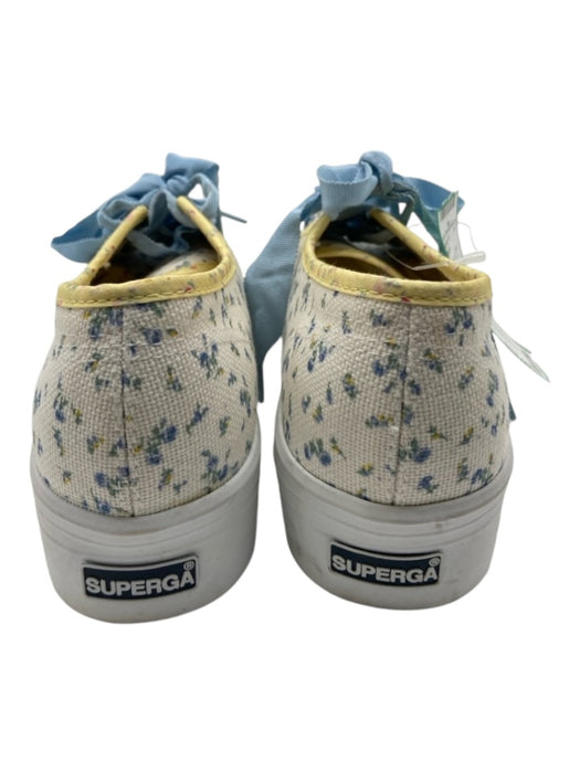 Superga Shoe Size 38 White, Yellow & Blue Canvas Platform Floral Laces Sneakers White, Yellow & Blue / 38