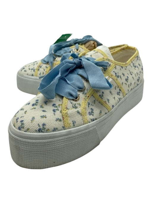 Superga Shoe Size 38 White, Yellow & Blue Canvas Platform Floral Laces Sneakers White, Yellow & Blue / 38