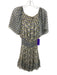 Misa Size M Cream, Blue & Green Polyester Semi Sheer Floral Wide Neck Dress Cream, Blue & Green / M