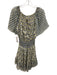 Misa Size M Cream, Blue & Green Polyester Semi Sheer Floral Wide Neck Dress Cream, Blue & Green / M