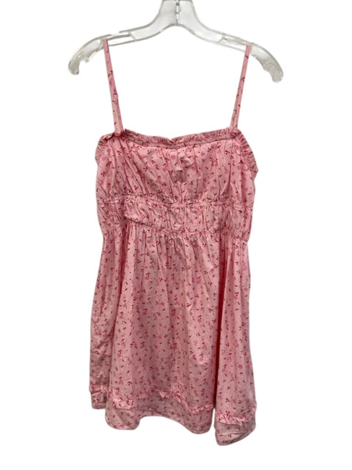 Free People Size S Pink & Red Cotton Cherry Print Spaghetti Strap Dress Pink & Red / S