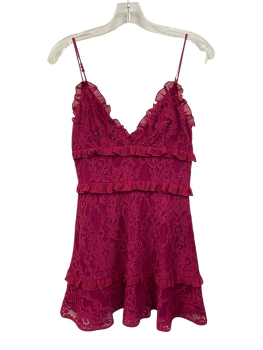 Lovers + Friends Size S Fuchsia Purple Nylon Blend Floral Lace Overlay Dress Fuchsia Purple / S