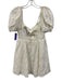 For Love & Lemons Size M White Linen Blend Floral Eyelet Short Puff Sleeve Dress White / M