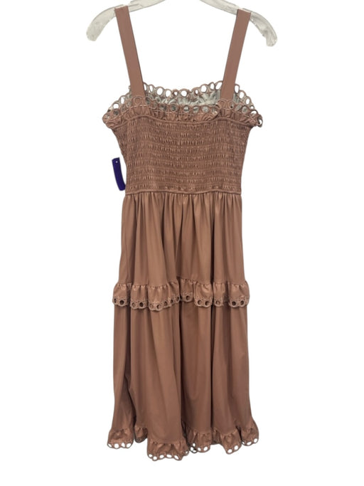 Stellah Size S Beige Pink PU Leather Sleeveless Eyelet Detail Tiered Dress Beige Pink / S