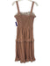 Stellah Size S Beige Pink PU Leather Sleeveless Eyelet Detail Tiered Dress Beige Pink / S
