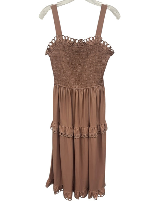 Stellah Size S Beige Pink PU Leather Sleeveless Eyelet Detail Tiered Dress Beige Pink / S