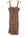 Stellah Size S Beige Pink PU Leather Sleeveless Eyelet Detail Tiered Dress Beige Pink / S