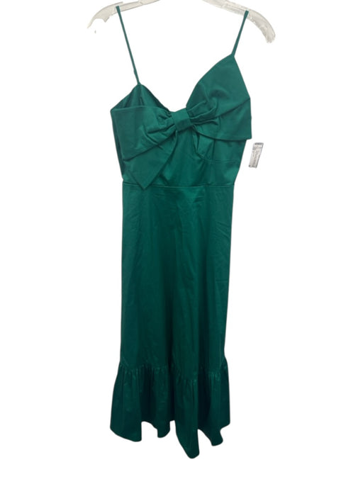 Current Air Size S Emerald Green Cotton Blend Spaghetti Strap Bow Detail Dress Emerald Green / S