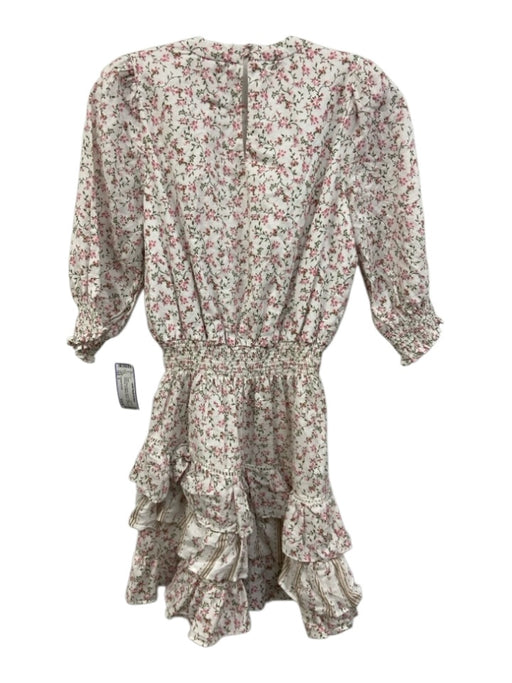 Chelsea & Violet Size S White, Pink & Green Linen & Cotton Botanical Dress White, Pink & Green / S
