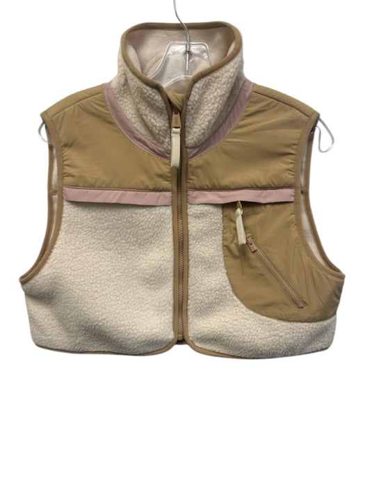 FP Movement Size XS Tan & cream Polyester Blend Fleece Fabric & Color Block Top Tan & cream / XS