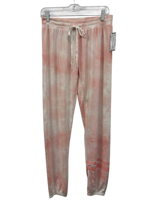 PJ Salvage Size S Coral Orange & White Polyester Blend Long Sleeve Pant Set Coral Orange & White / S