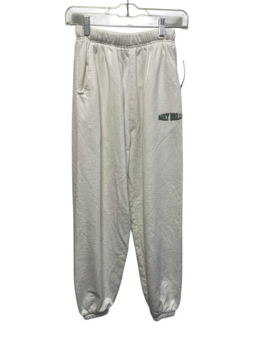 Daily Drills Size XS White & Green Cotton Drawstring Waist Logo High Waist Pants White & Green / XS