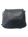 Bottega Veneta Black Leather Front Flap Woven Magnetic Close Crossbody Bag Black / Medium