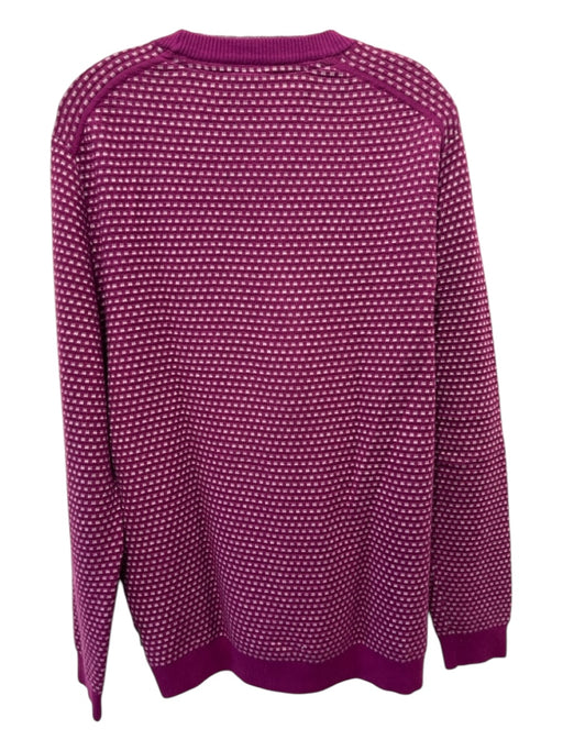 Ted Baker Like New Size 5 Magenta & White Print Wool Blend Abstract Crew Sweater 5