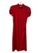 Diane Von Furstenberg Size 8 Red Wool High Neck Short Sleeve Ruched side Dress Red / 8