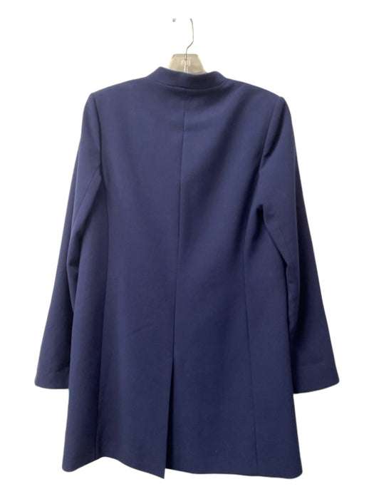 Alice & Olivia Size 8 Navy Polyester Blend Hook Clasp Faux Pockets Coat Navy / 8