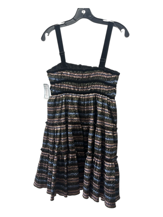 Hunter Bell Size M Blue black & Gray Polyester & Metallic Velvet Stripes Dress Blue black & Gray / M