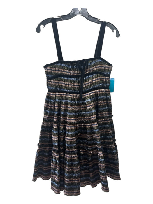 Hunter Bell Size M Blue black & Gray Polyester & Metallic Velvet Stripes Dress Blue black & Gray / M