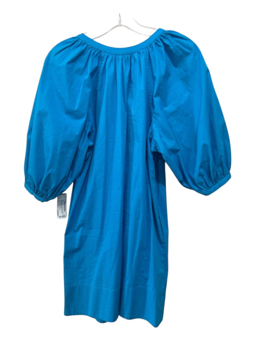 Staud Size S Blue Cotton Button Up 1/2 Puff Sleeve Above Knee Dress Blue / S