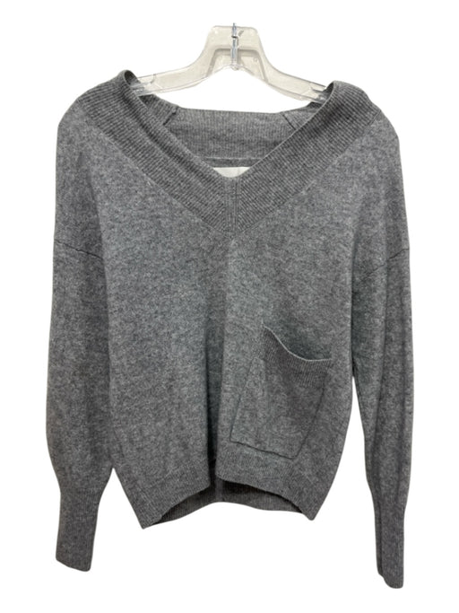Brochu Walker Size M Gray Cashmere Long Sleeve V Neck Pocket Sweater Gray / M