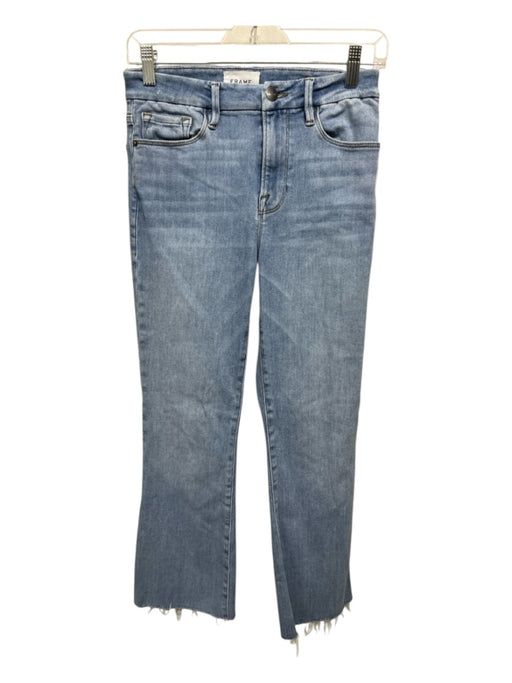 Frame Size 27 Light Wash Cotton Denim High Rise Whiskering Boot Cut Crop Jeans Light Wash / 27