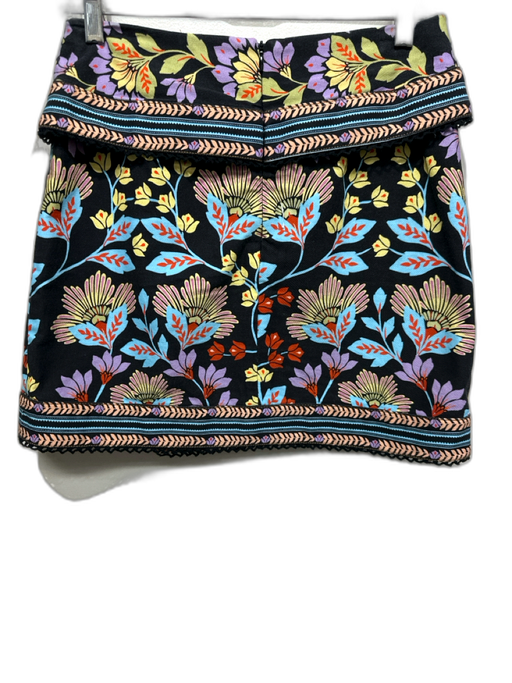Farm Size 27 Black & Multi Cotton Back Zip Floral Waist Detail Mini Skirt Black & Multi / 27
