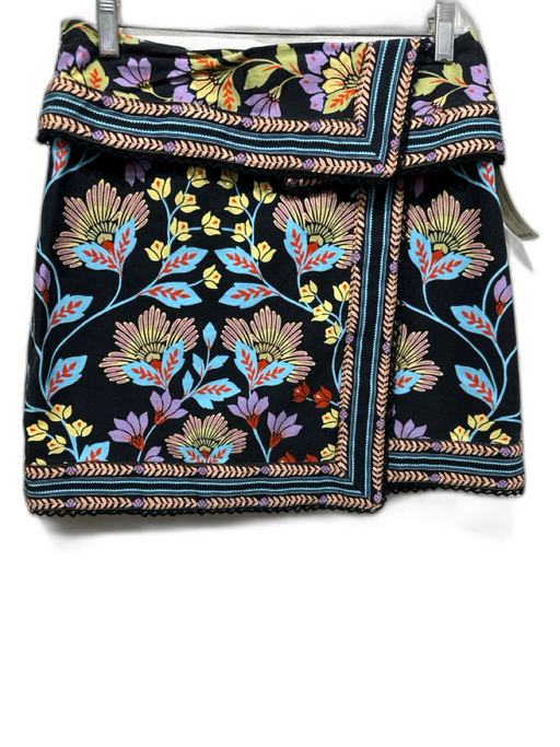Farm Size 27 Black & Multi Cotton Back Zip Floral Waist Detail Mini Skirt Black & Multi / 27