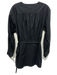 Frame Size M Black Cotton Long Sleeve Wrap Detail V Neck Mini Dress Black / M