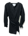 Frame Size M Black Cotton Long Sleeve Wrap Detail V Neck Mini Dress Black / M