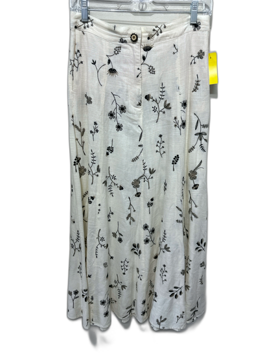 Zara Size M WHite, Black, Gray embroidered Bead Detailing Floral Midi Skirt Set WHite, Black, Gray / M