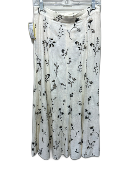 Zara Size M WHite, Black, Gray embroidered Bead Detailing Floral Midi Skirt Set WHite, Black, Gray / M