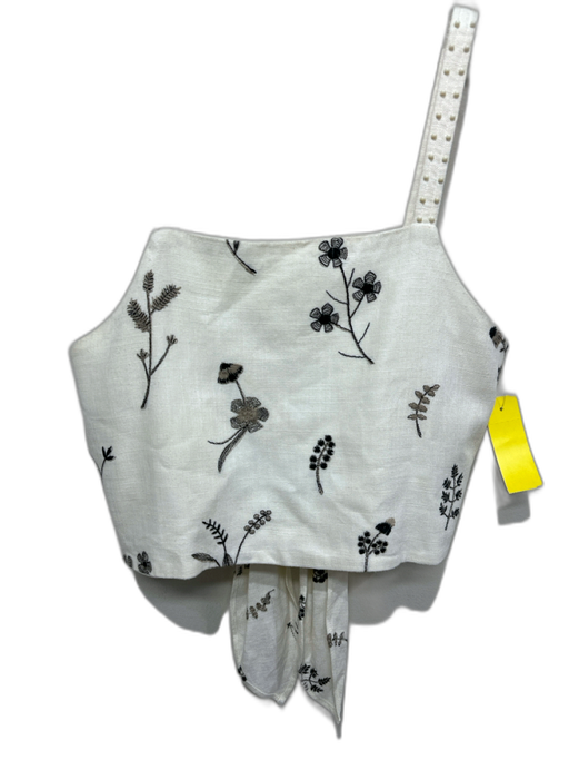 Zara Size M WHite, Black, Gray embroidered Bead Detailing Floral Midi Skirt Set WHite, Black, Gray / M