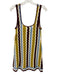 Le Bop Size S Purple, White, Mult Cotton Sleeveless Square Neck Textured Dress Purple, White, Mult / S