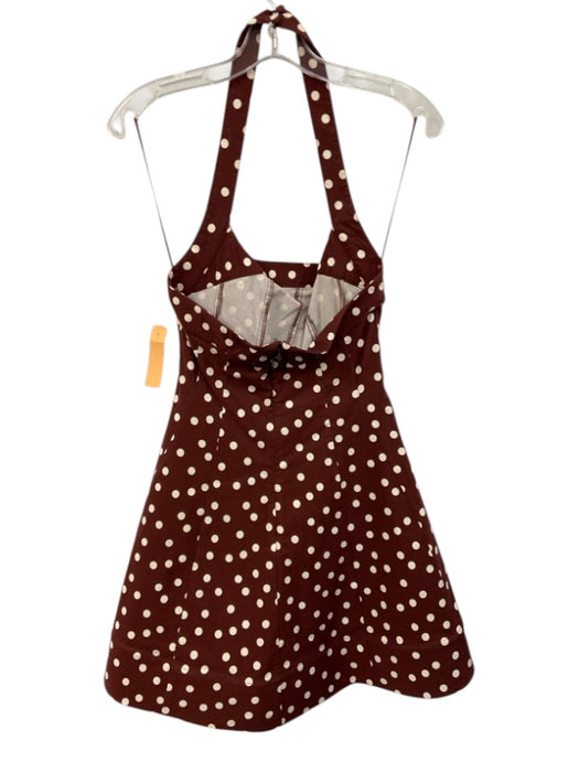 Maeve Size S Red & White Viscose & Cotton Polka Dots Sleeveless Halter Dress Red & White / S