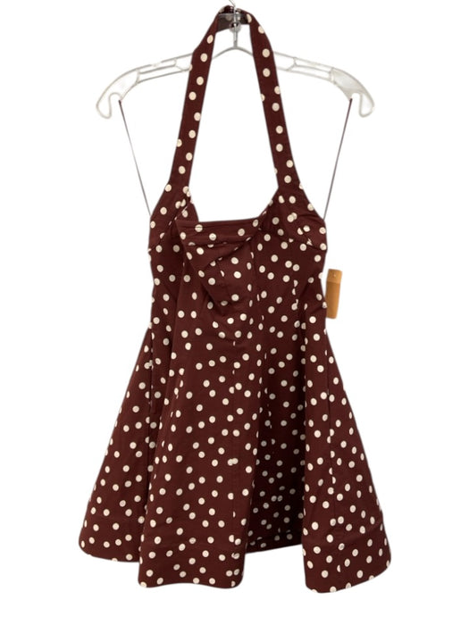 Maeve Size S Red & White Viscose & Cotton Polka Dots Sleeveless Halter Dress Red & White / S